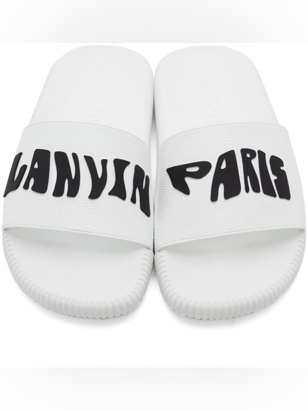 New Lanvin White Arpège Slide Sandals